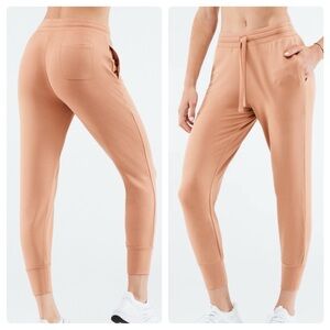 NEW Fabletics Luxe Lounge Daria Terry Drawstring Joggers Driftscape (Beige) XXL